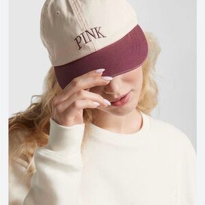 PINK Victoria's Secret Cream and Maroon Cap